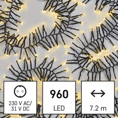 Lampki choinkowe LED jeżyk 960 LED 7,2m ciepła biel 64 programów IP44 EMOS (D4BW08)